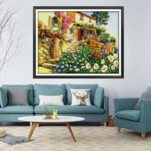 Stamped Cross Stitch Kits Pre printed Cottage Pattern Counted Embroidery Starter Kits for Beginner Kids and Adults