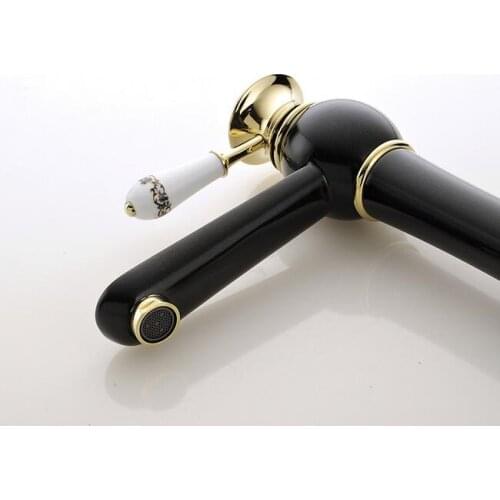 Single handle hot and cold water faucets bathroom black deck mounted basin taps mixer bath faucet