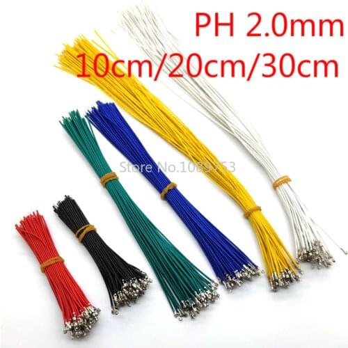 100PCS PH2.0 Terminal Wire Spacing 2.0mm Terminal Single Head Electronic Wire 10cm/20cm/30cm Connecting Cable