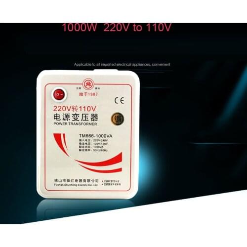 Stable 1000W AC 220V to 110V Voltage Converter Single Phase Travel Transformer Power Adapter