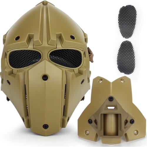 Tactical Full Face Helmet Airsoft Paintball Mask Helmet with 4 Lenses Shooting Hunting Adjustable Protective CS Game Mask Helmet