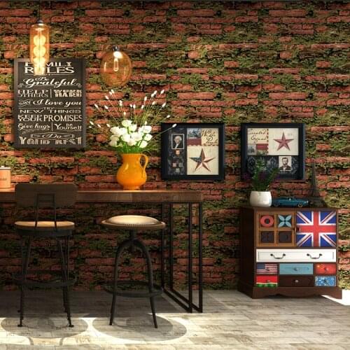 Papers Grass Brick Wall Vintage Home Decor Rock Brick Wall Paper Roll For Clothing Barber Shop Walls Vinilos Pared Contact Paper