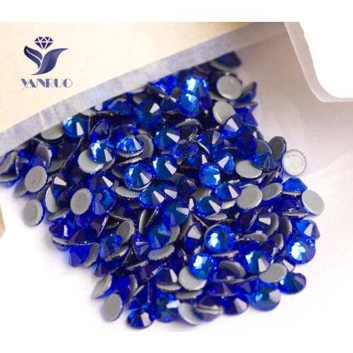 YANRUO 2058HF SS20 4.6-4.8mm Sapphire pedrarias Rhinestones Hotfix Crystal Glass Rhinestone Stones For Craft