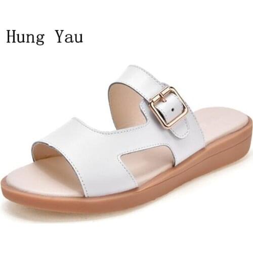 Women Sandals 2018 Summer Shoes Woman Flip Flops Wedges Fashion Leather Platform Female Slides Ladies Shoes Peep Toe