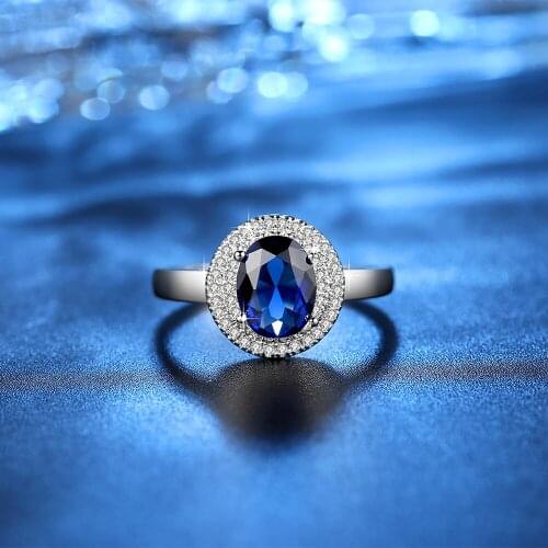 Woman Ring Wedding Ring Blue Color Zircon Prong Set Ring Girl Love Sweet Fashion Interesting Accessories Romantic Dance Party