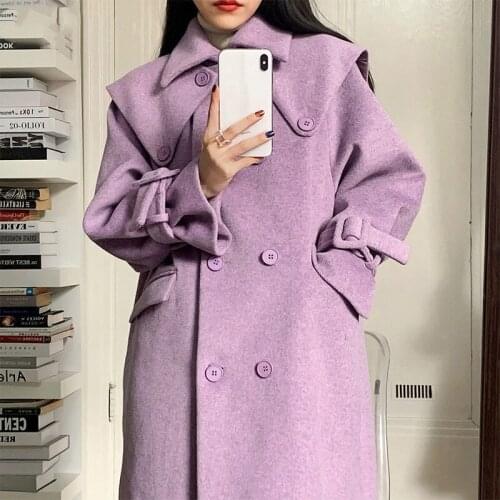 Bella Philosophy Wonder Winter Double Breasted Woolen Coats Turn Down Collar Cuff Korean Sweet Ins Chic Girls Fashion Outwears