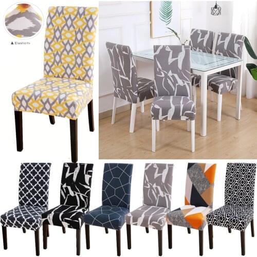 1/2/4/6pc Geometric Style Home Dining Room Chair Cover Washable Elastic Seat Cover Furniture Slipcover For Party Wedding Banquet