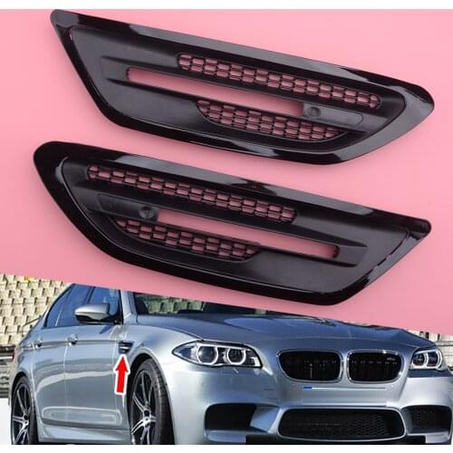 1 Pair Side Fender Grille Air Vent Outlet Trim Cover ABS Fit for BMW 5-Series F10 M5 Sedan 2011 2012 2013 2014 2015 2016 2017