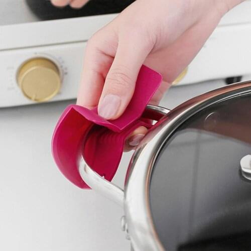 1 Pair Oven Mitt Flexible Non-slip Silicone Heat-insulated Bowknot Pot Holder Glove Clip Bowl Pot Clips Kitchen Gadgets
