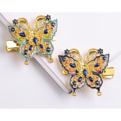 10 Pieces/Lot 43*40mm Vintage Enamel Butterfly Hair Clips Hairpins Barrettes Hair Accessories For Women