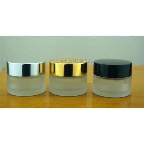 15ML 15G Frost Glass Jar with Silver Cap, Eye Cream Jar, Frosted Glass Cream Jar, Empty Cosmetic Packing Container, 30pcs/Lot