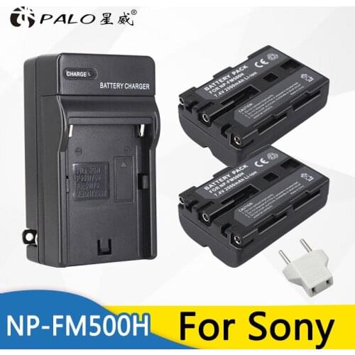 2pcs 2000mAh NPFM500H NP-FM500H NP FM500H Li-ion Digital Camera Battery + Charger For Sony A57 A58 A65 A77 A99 A550 A560 A580