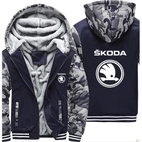 2021 Hoodies Men Skoda Car Logo Print Jacket Mens Hoodies Casual Winter Thicken Warm Fleece cotton Zipper S-5XL