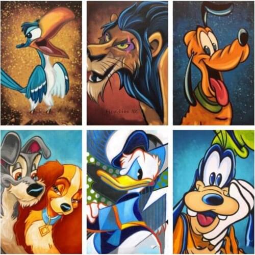 Disney Diamond Painting Cartoon Pattern Cross Stitch Kits Full Circular Mosaic Diamond Embroidery Needlework Home Decoration