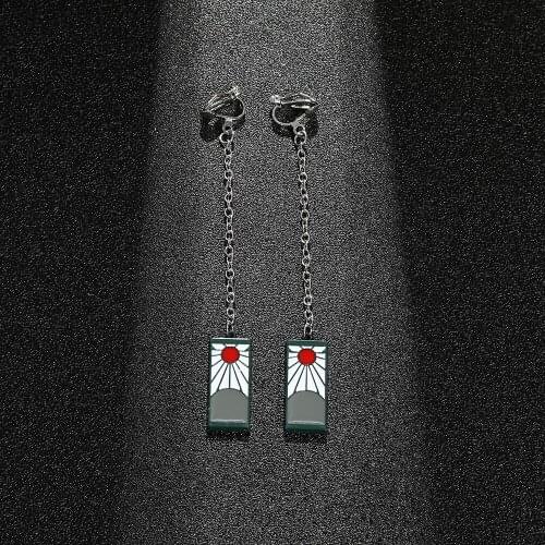 Anime Demon Slayer Blade kamado tanjiro Ear Cuffs Lady Cosplay Long Drop Ear Cuffs For Friends Holiday Party Jewelry Accessories