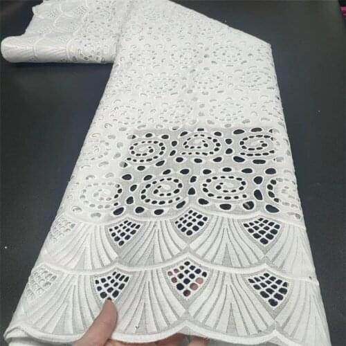 White Color Dry Eyelet Cotton Lace fabric Embroiderey Swiss Voile Lace In Switzerland Dubai Laces For Wedding Dress S894