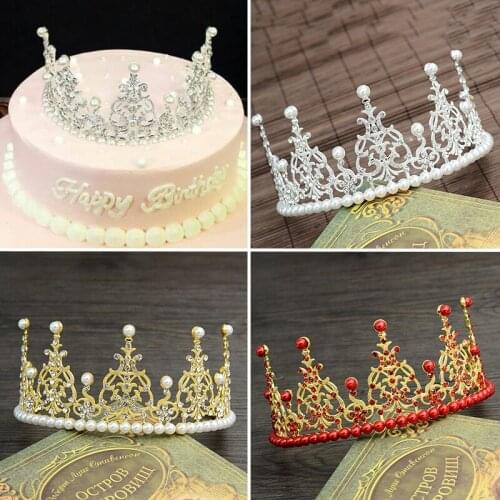 Birthday Big Crown Pearl Korean Jewelry Style Cake Crown Decorating Baking Birthday Decoration Halloween Bachelorette Party