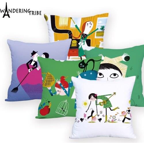 Nordic Pillow Case Decorativos for Office Promotional Cushions Sheet Cartoon Character for Sofa Chair Decorative Industrial