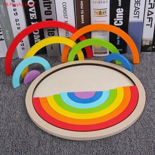 Playful bag Rainbow Block Toys Childrens Educational Colorful Arch Bridge-shaped Building Blocks Education Toys for Kids AB43