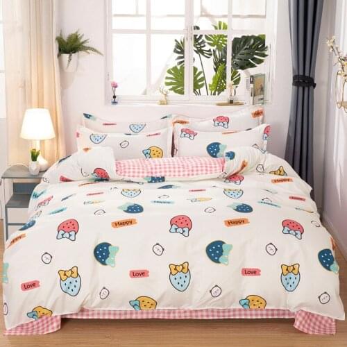 Strawberry With Bowknot Bedding Set Simple Duvet Cover Set Pillowcase Home Textile 2/3pcs Bed Linen King Queen Size Dropship