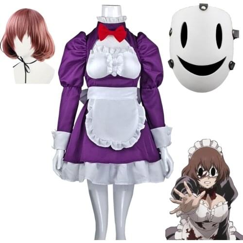 Anime High Rise Invasioncosplay Maid Cosplay Costume Tenkuu Shinpan Gothic Maid Uniform Mask Wig Full Sets Halloween Carnival