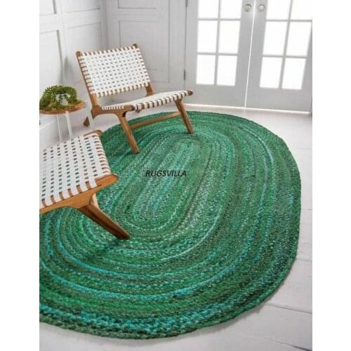 Rug Hand Braided Style Oval Rugs Home Decor Bohemian 100% Natural Cotton Carpet Living Room Decoration