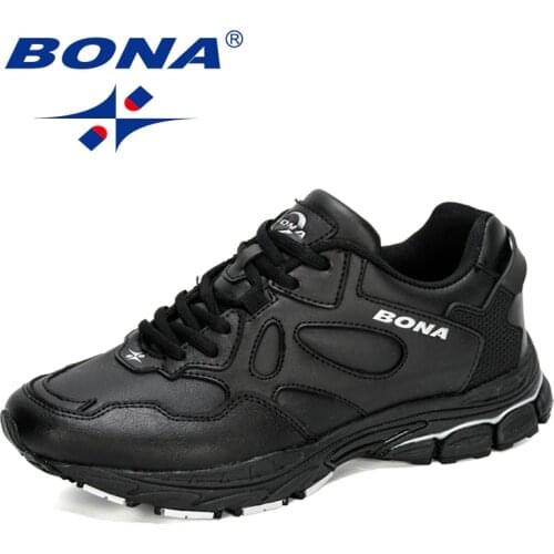 BONA 2020 New Style Cow Split Running Shoes Men Sneakers Light Shoes Outdoor Jogging Trainers Male Sport Shoes Walking Footwear