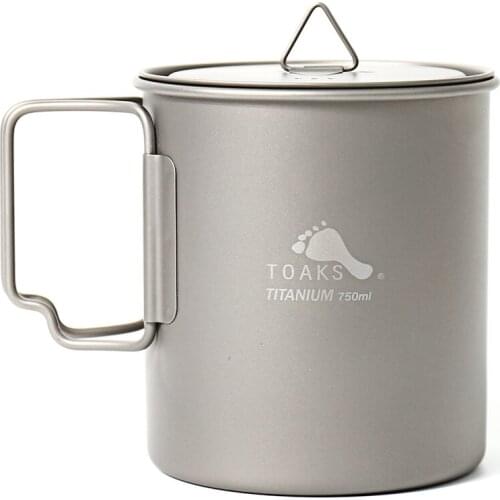 TOAKS Titanium Tableware Outdoor Mug Camping Cup, Large Size Can be Used as a Pot POT-750