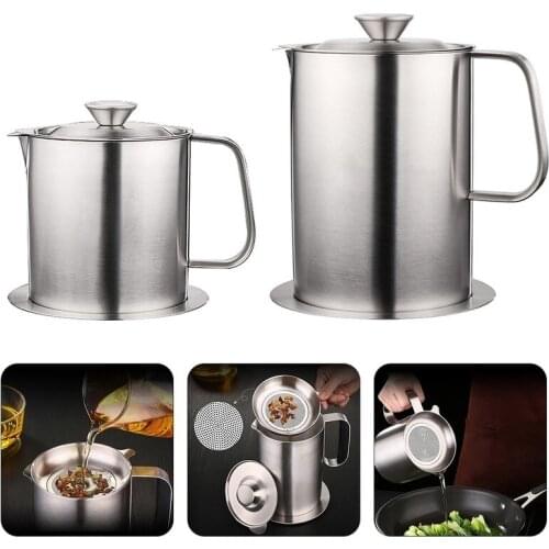 Stainless Steel Oil Filter Pot Large capacity Filter and Leak proof Oil Pot Household Oil Bottle Filter kitchen utensils