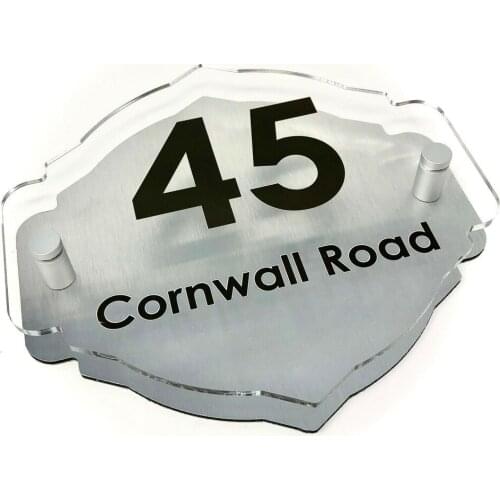 Brushed Silver Effect Personalised Vintage House Number Sign Street Name