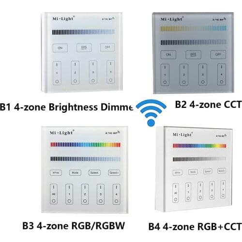 Miboxer B1 B2 B3 B4 2.4G Wireless 4-Zone Smart Touch Panel Remote Controller RGB/RGBW/CCT Brightness Dimmer for led strip light