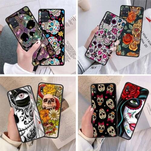 Flower Skull Case For Samsung Galaxy A51 A71 A21s A31 A12 A32 5G A21 EU A52 4G A41 A11 Silicone Luxury Shell Cover