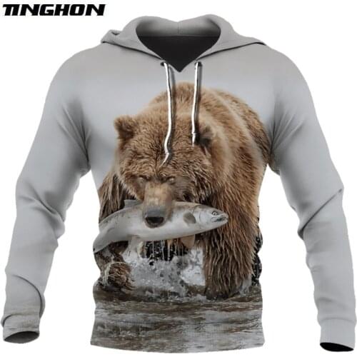 Bear fishing Funny 3D Print Hoodies for men/women Fashion Hooded Sweatshirt Autumn Casual hoodie sudadera hombre XS-7XL