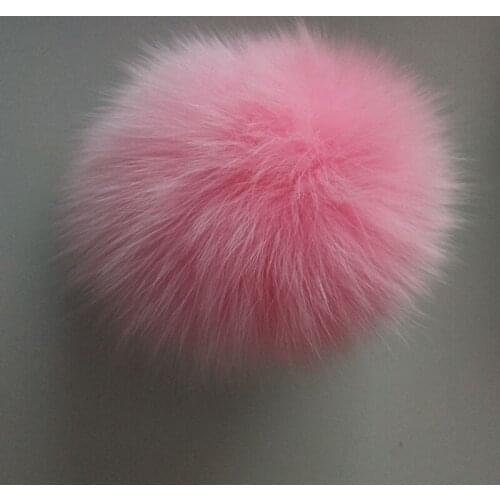 11cm Nature Genuine Fox Fur Ball Pom Pom Fluffy DIY Winter Hat Skullies Beanies Knitted Cap Pompoms DEF009-pink