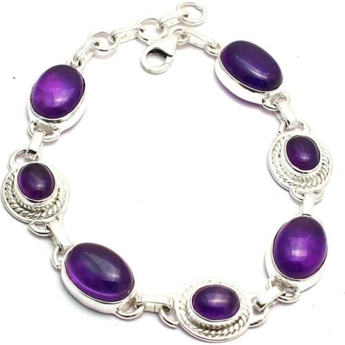 Genuine Amethyst Bracelet 925 Sterling Silver, 21 cm, GRP0252