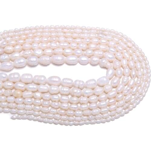 Natural Freshwater Pearl High Quality 34cm Rice Shape Punch Loose Beads for DIY Elegant Necklace Bracelet Jewelry Making