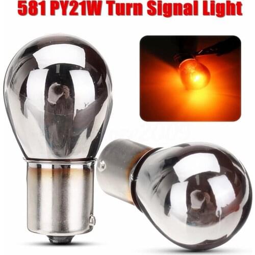 New2pcs Chrome Silver Amber Rear Indicator Bulbs 581 1156 PY21W Turn Signal Tail Brake Light 12V Parking Light Bulbs
