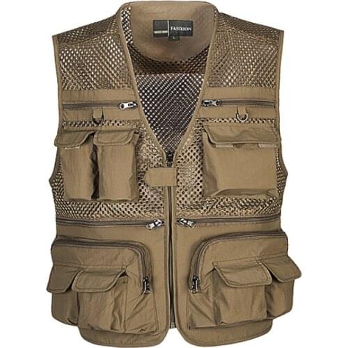 New Arrival Outdoor Fishing Vests Quick Dry Breathable Multi Pocket Mesh Jackets Photography Hiking Vest Army Green Fish Vest