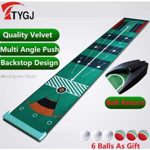 Send 6 Balls! Indoor Golf Putting Trainer Home Office Portable Mini Home Green Velvet Putter Practice Blanket Non-Slip Golf Mat