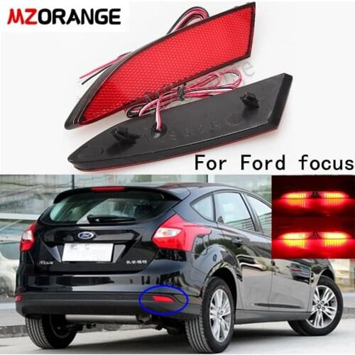MZORANGE 2PCS Rear Bumper Reflector Light For Ford Focus 3 2012-2014 Car Styling 12V Tail Brake Stop Warning Lamp Turn Light