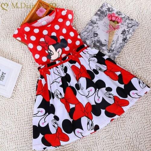 Girls Dress Spring and Autumn Long Sleeve Minnie Dress Cartoon Print Cute Princess Christmas Tutu Dress Kids Dresses for Girls