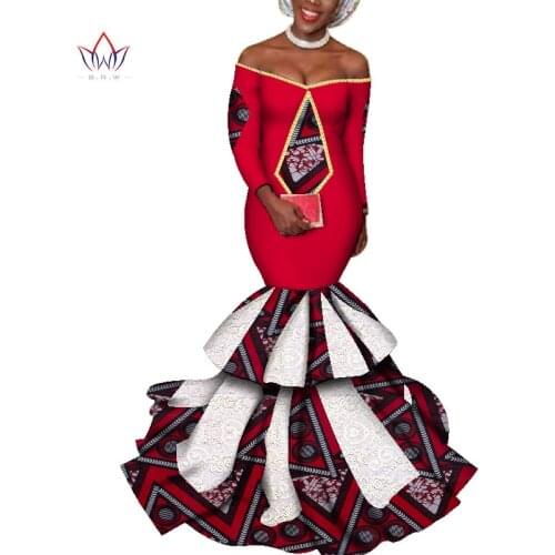 Dress hot Vestidos Dashiki womens dress cotton print traditional African clothing fishtail and ground clothing women WY3423