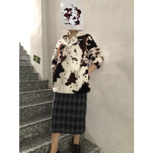 Adult Youth Toddler Sizes available Mommy & Me Cow Print Sherpa Pullover with pockets