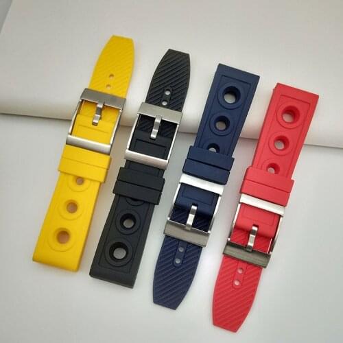 22mm 24mm Nature Rubber Watch band Red Yellow Black Blue Watchband For Breitling strap Navitimer Avenger Wrist Bracelet