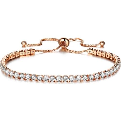 Luxury 4mm Cubic Zirconia Tennis Bracelets Iced Out Chain Crystal Wedding Bracelet for Women Men Gold Color Bracelet Jewelry