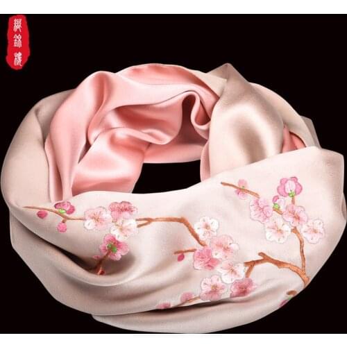 Luxury Brand Pashmina Shawl Handmade Embroidery Fashion Suzhou Gifts Elegant Women 100% Silk Scarf 175*35CM