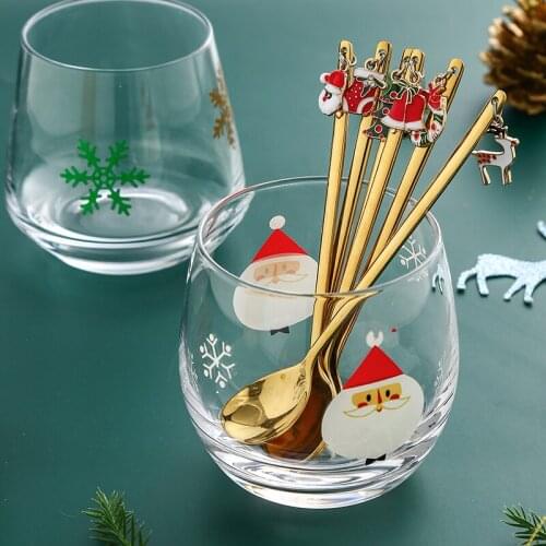 Stainless Christmas Spoon Xmas Party Tableware Ornaments Coffee Spoon Christmas Decorations For Home Table Navidad Gift Box Set