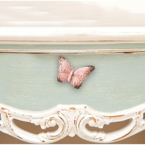 Butterfly Handle Mediterranean Style Single Hole Retro Wardrobe Cat Tail Double Hole Handle and Knob Drawer Wall Mounted Knob