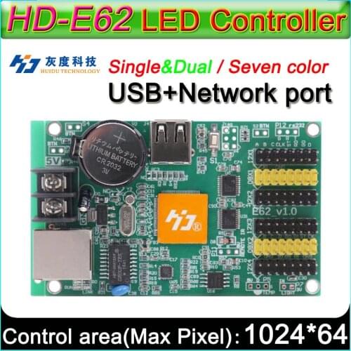 HD -E62 LED display controller, Single&double color P6 P10 LED sign Control card,With full color module Support seven color