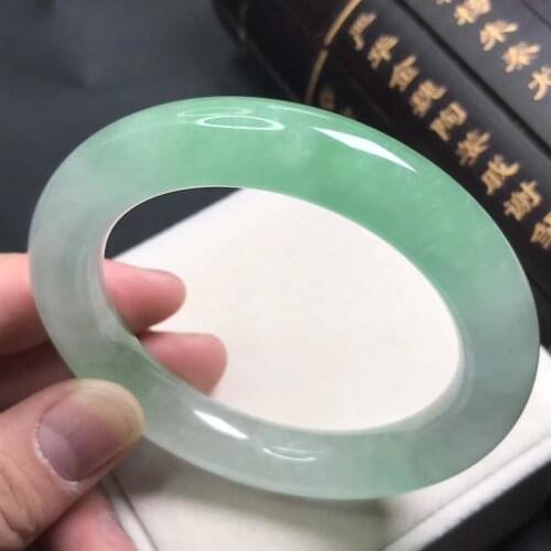 Only One !60.8MM Certified (Grade A)100% Natural Green Jadeite JADE Bracelet Women Bangle